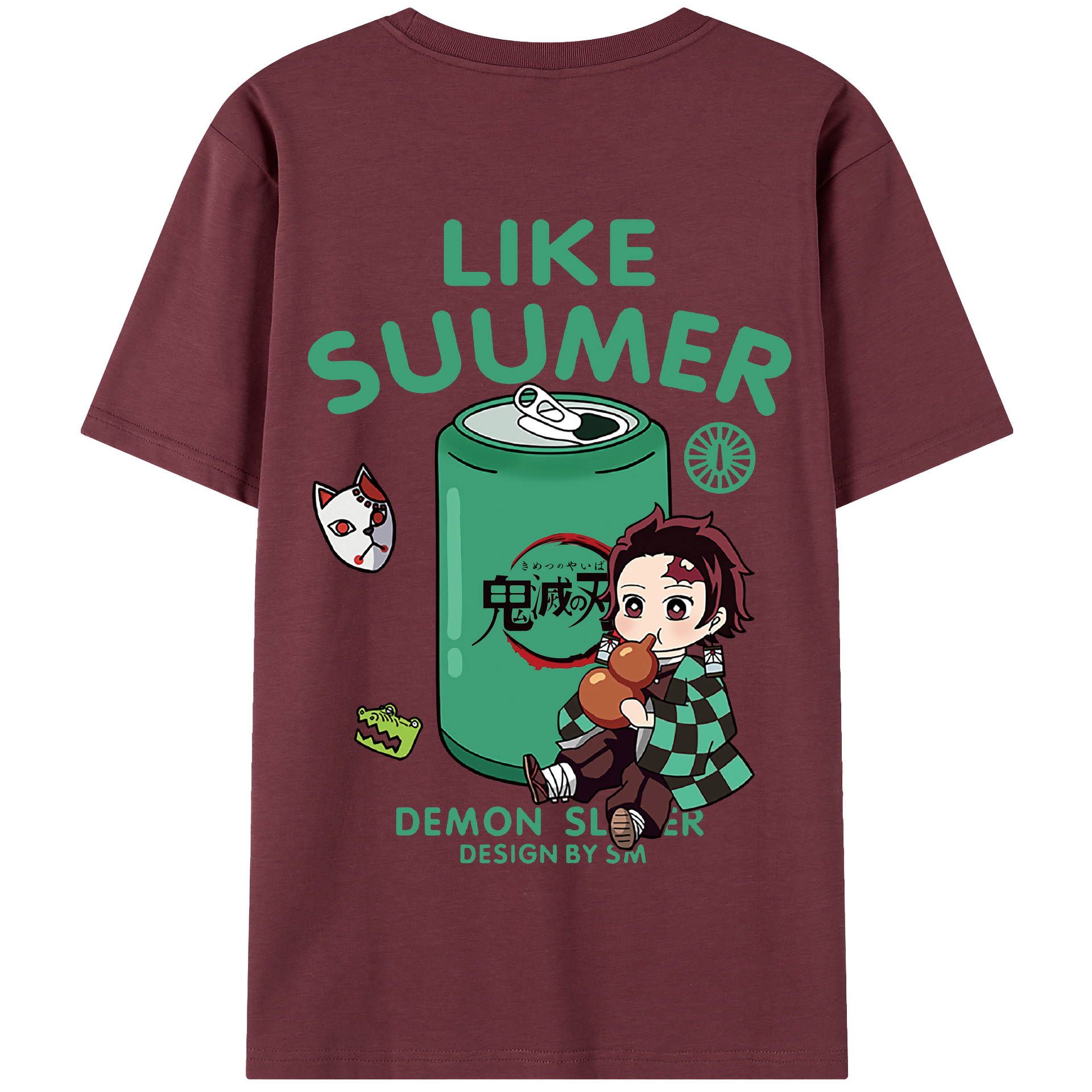 （画像用） 鬼滅の刃 竈門 炭治郎／かまど たんじろう Kamado Tanjirou 綿100％半袖Tシャツ（背面プリント）